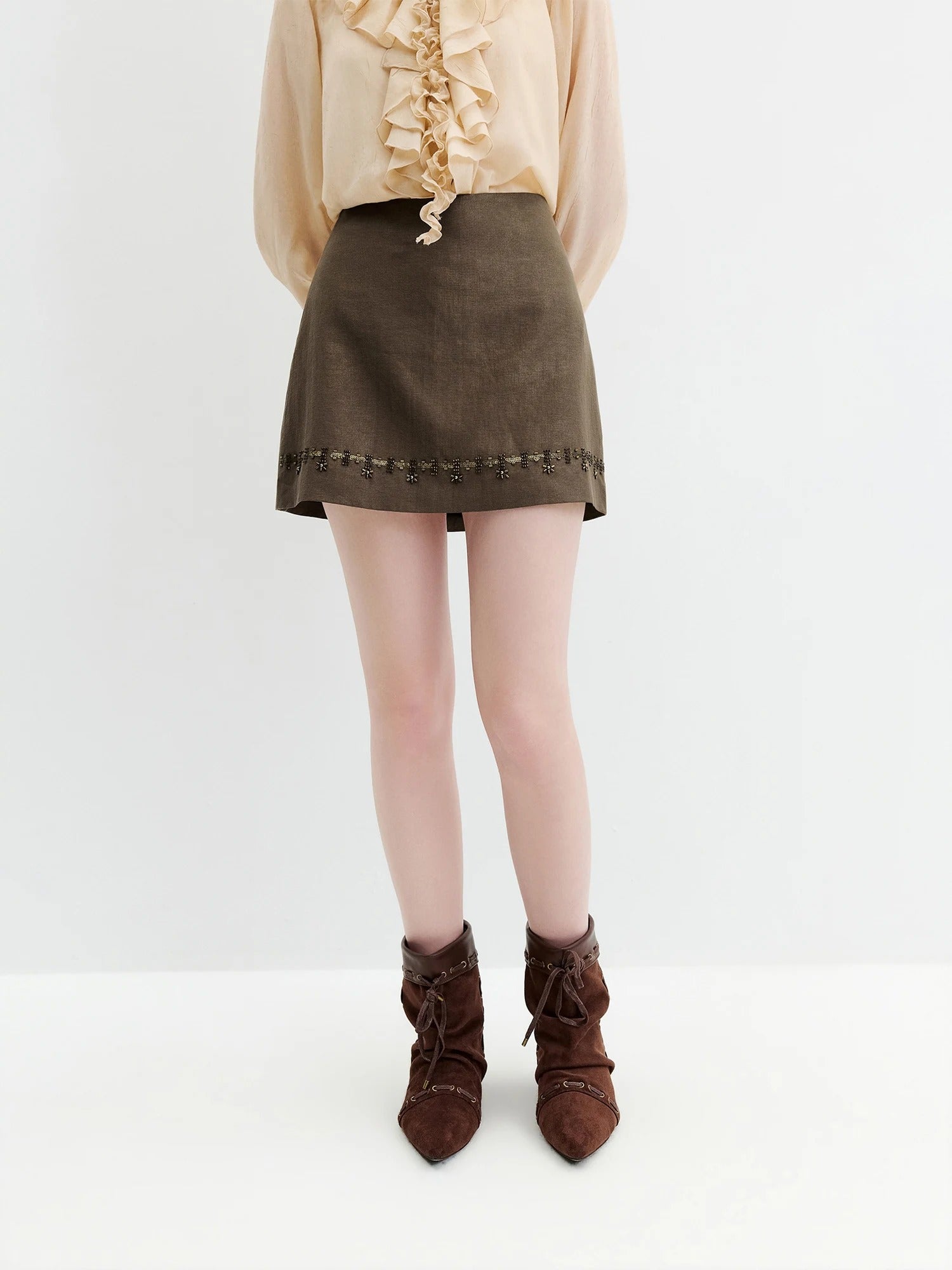 Beaded A-Line Mini Skirt